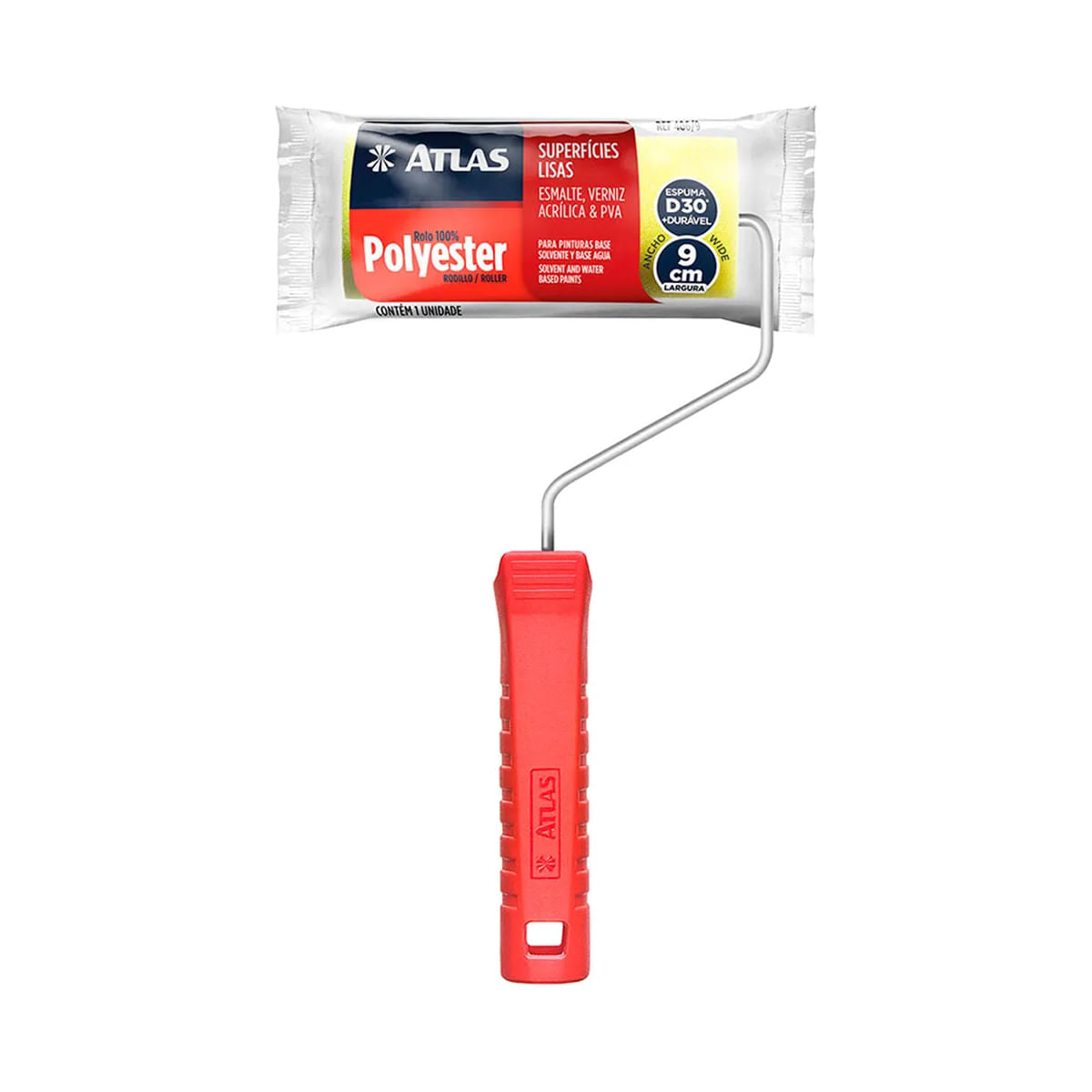 Rolo Para Pintura 09cm Espuma Poliester Com Suporte Atlas