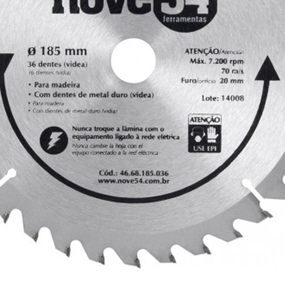 Serra Circular Widia 185mm 36 Dentes Nove54