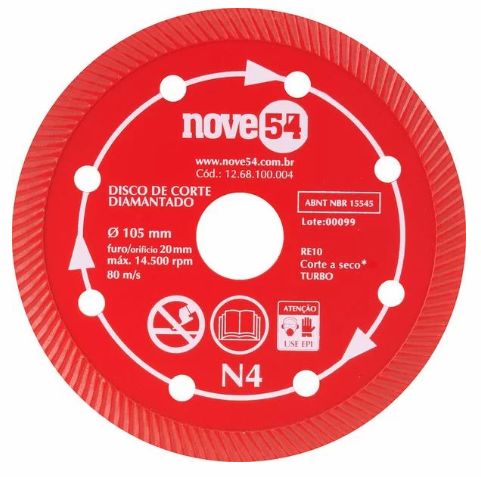 Disco Diamantado 105mm liso Nº4 NOVE54