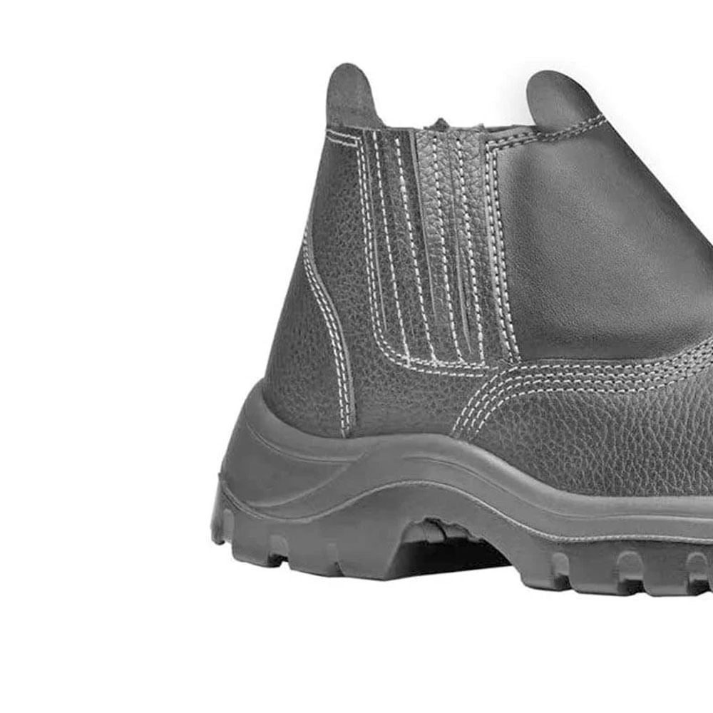 Bota de Couro Vaqueta Bico Aço sem Cadarço C/C Preta Nº40 Bracol