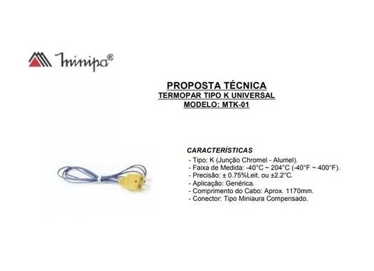 Ponta Termopar K MTK-01 Minipa