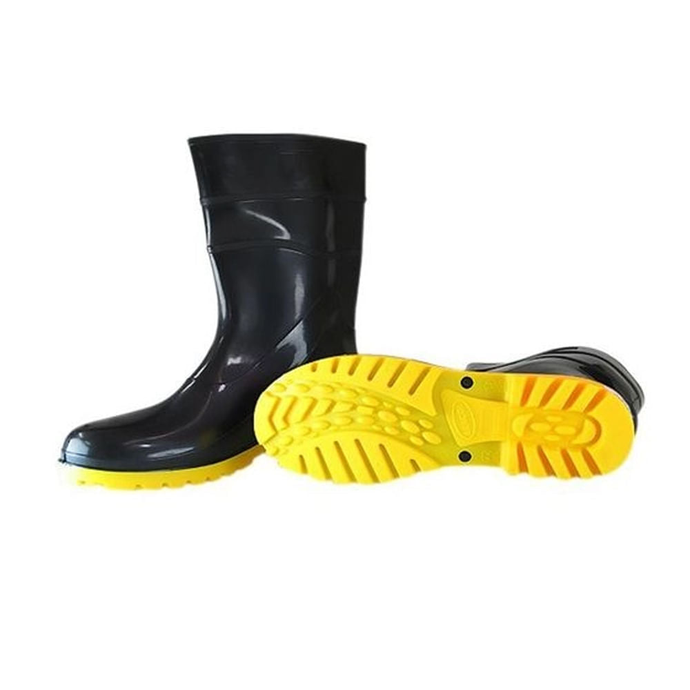 Bota de PVC 28cm com Forro N38 Preto solado Amarelo CA37456 Bracol