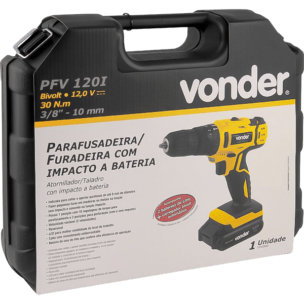 Parafusadeira/Furadeira Vonder PFV 120I 12V Com 2 Baterias