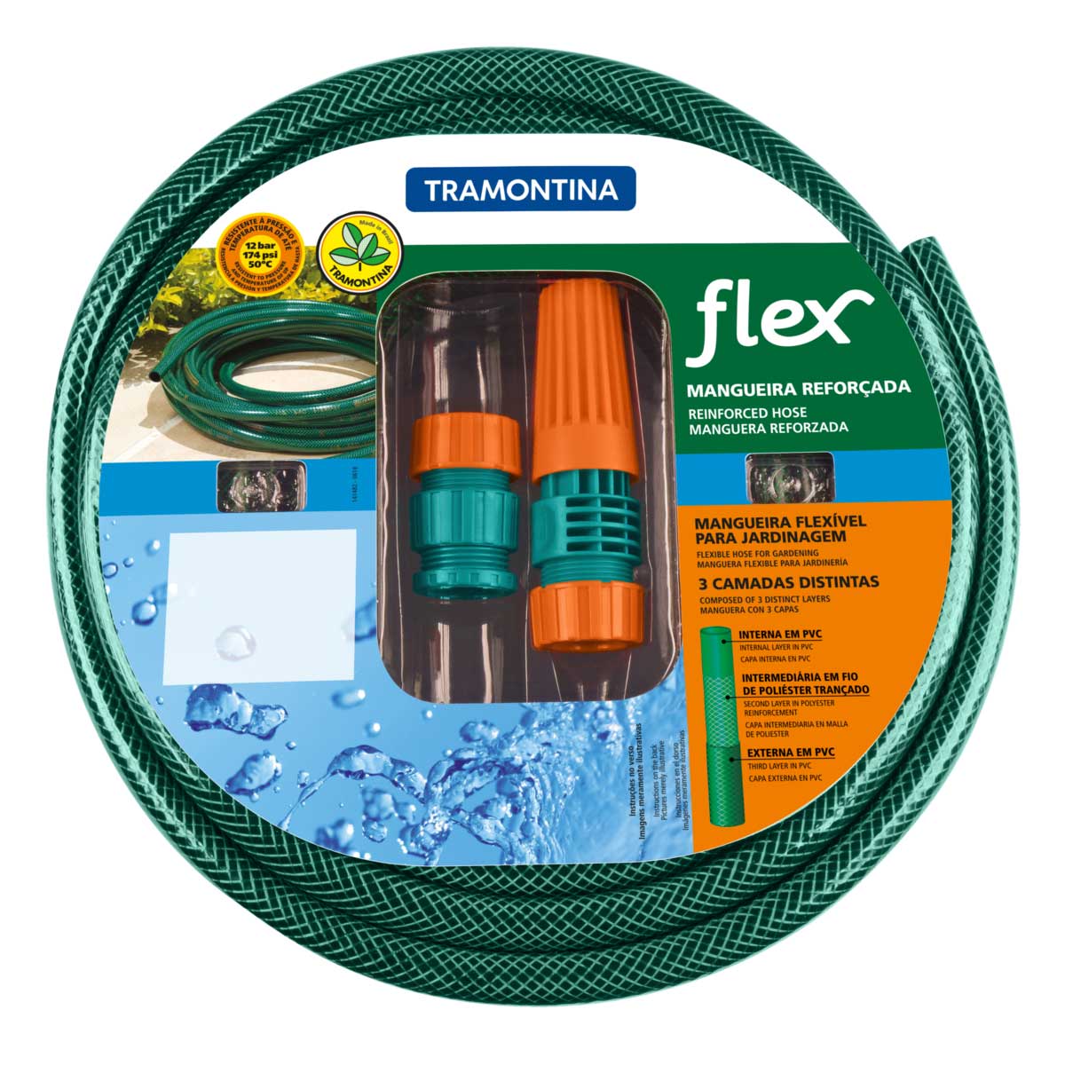 Mangueira Jardim Com 15mt 3 Pecas Trancado Vd 1/2 Tramontina