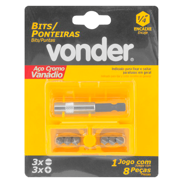Bits Jogo 07 Pecas Para Ponteira 1/4"" Vonder