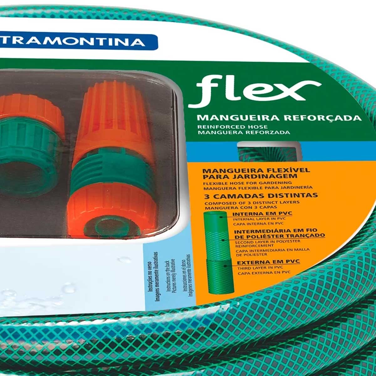 Mangueira Jardim 10mt Trancado Engates 3 pçs Tramontina