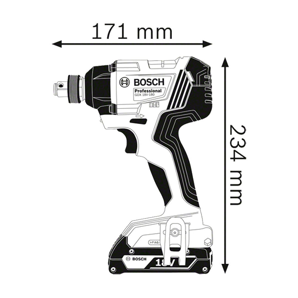 Chave de Impacto Sem bateria GDX-180-LI 18V Bosch
