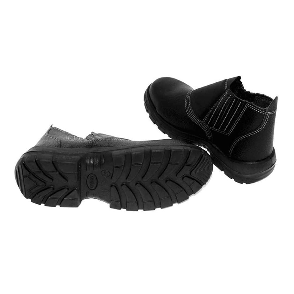 Bota de Couro Vaqueta Bico Aço sem Cadarço C/C Preta Nº41 Bracol