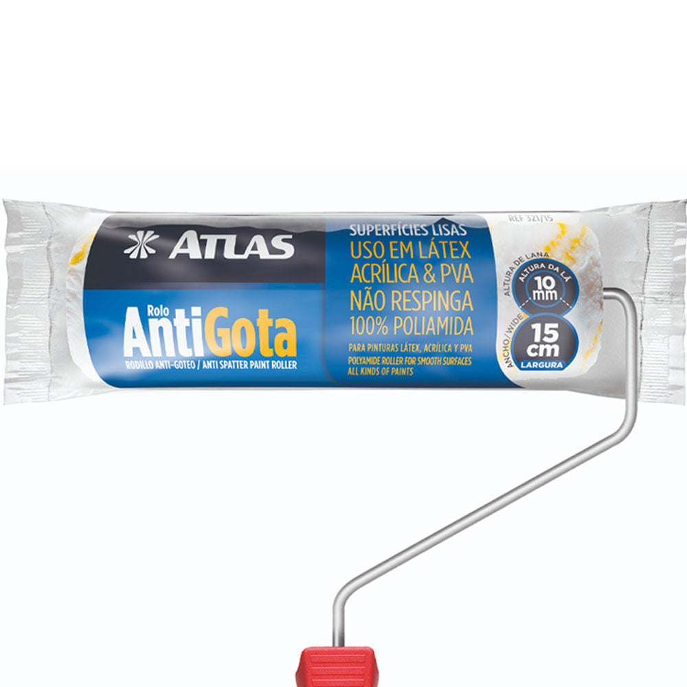 Rolo Para Pintar 15cm Antigota Atlas