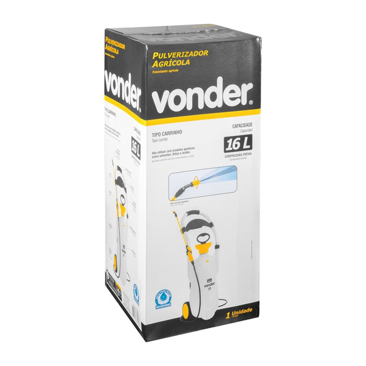 Pulverizador Agrícola Manual 16L Com Carrinho Vonder
