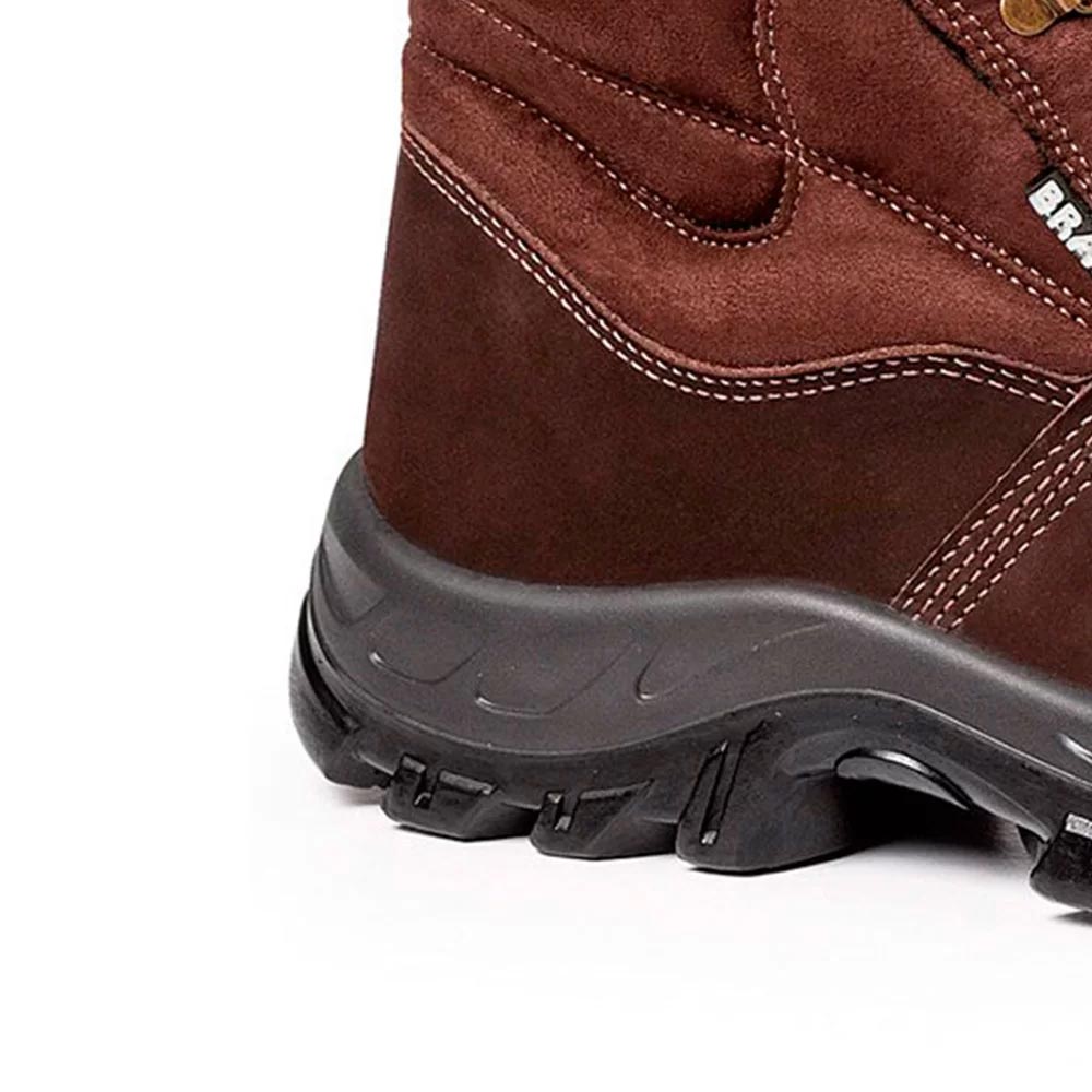 Bota Camurça Bico Plástico c/ Cadarço Marrom Nº42 Bracol