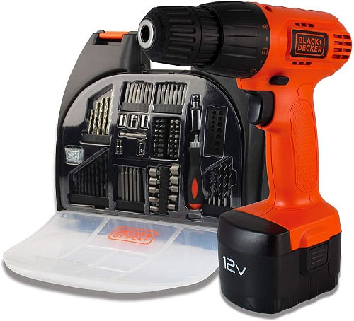 Furadeira Parafusadeira Black&Decker Bateria Com 100 Peças
