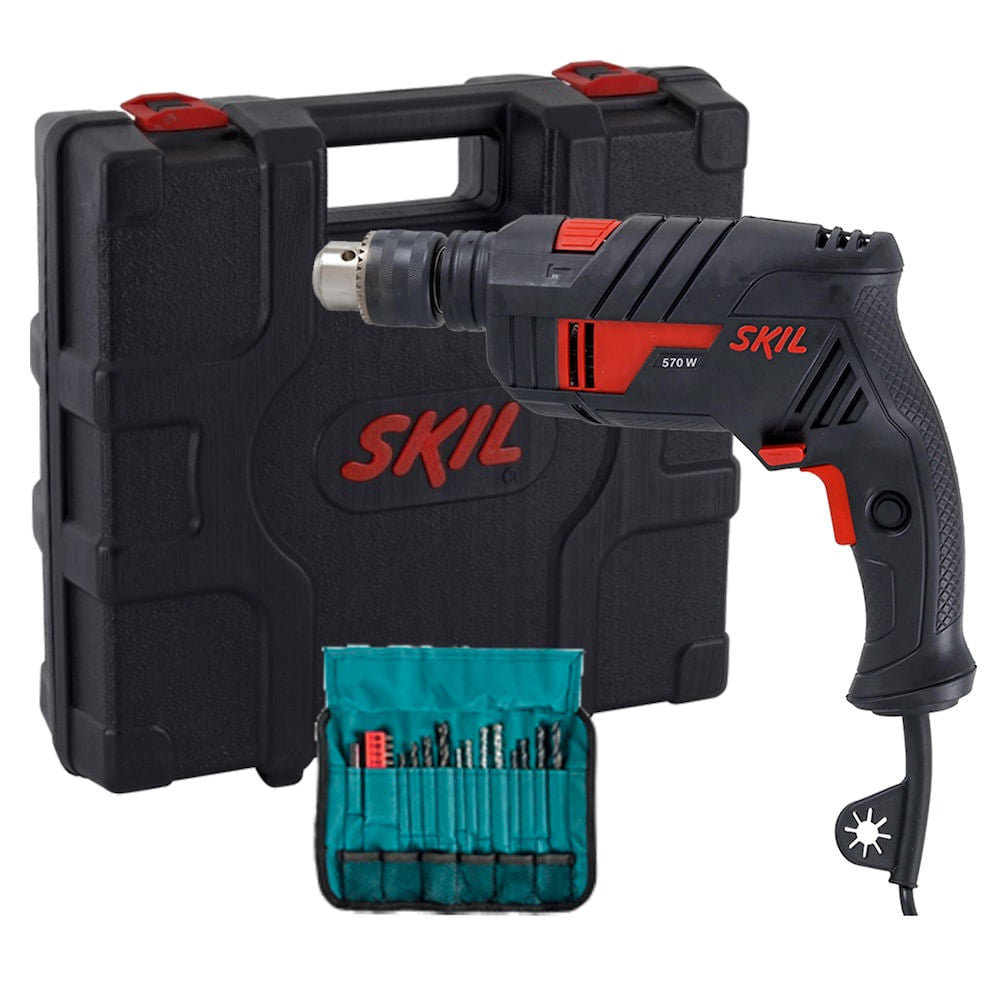 Furadeira de Impacto Skil 6555 1/2" 570W  Com 23 Acessorios