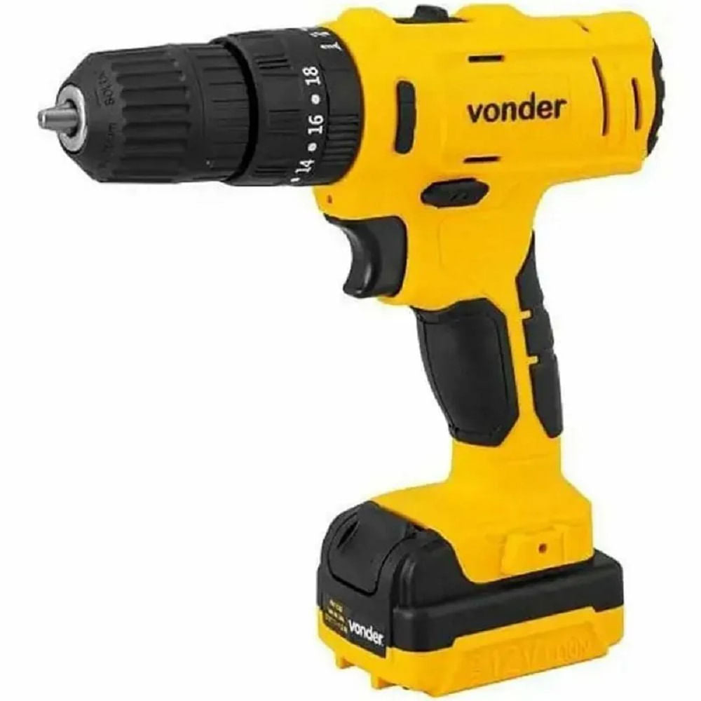 Parafusadeira/Furadeira Bateria Vonder 3/8 12,0V PFV120I Com Maleta+Bateria
