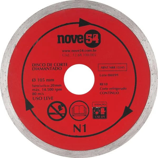 Disco De Corte Diamantado 105X20MM Nove54