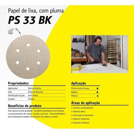 Disco Lixa G-180 PS33BK Klingspor 150MM Pluma