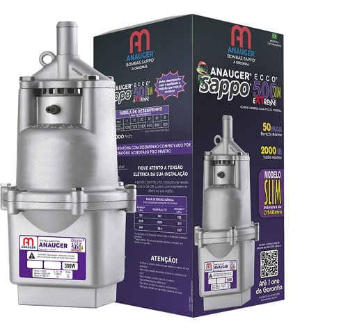 Bomba Submersa Anauger  Monofásica 3/4 500-300W Sappo Slim