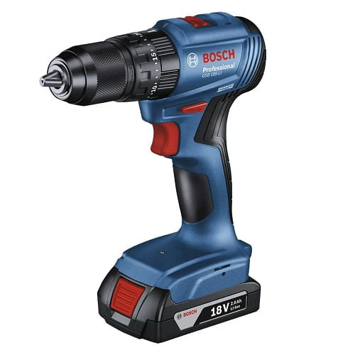 Parafusadeira/Furadeira de Impacto à Bateria Bosch 18v GSB 185-LI + 2 Bateria + Maleta