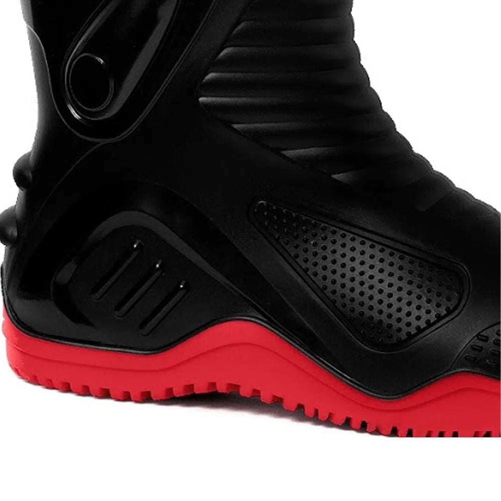 Bota Pvc Preta Com Solado Vermelho 29cm N°39 Motosaf