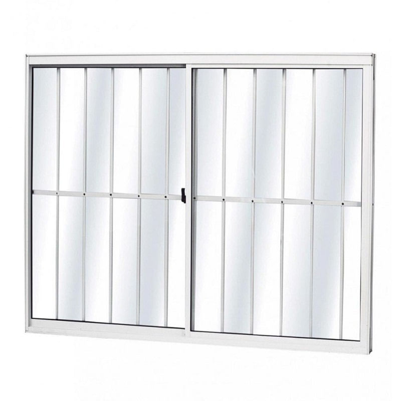 Janela de Aluminio Correr Com/Grade Home Natural Vidro Liso 0,80X0,80M 2F
