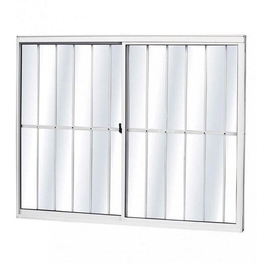 Janela de Aluminio Correr Com/Grade Home Natural Vidro Liso 0,80X0,80M 2F